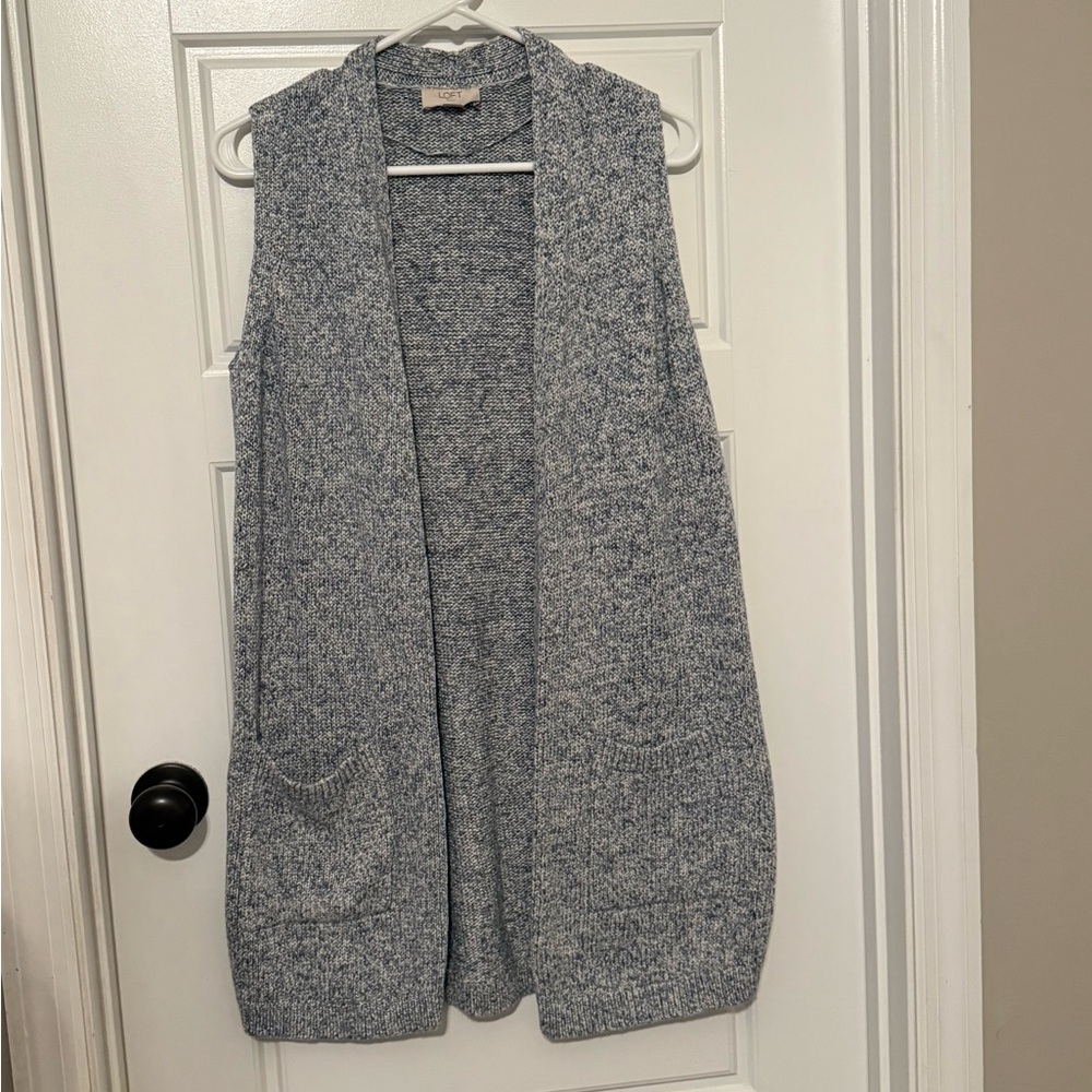 LOFT Heather Gray Open Front Cardigan